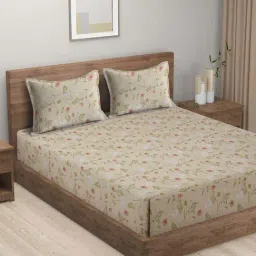 HOSTA HOMES Brown Cotton 280 TC King Bedsheet with 2 Pillow Covers-image-10