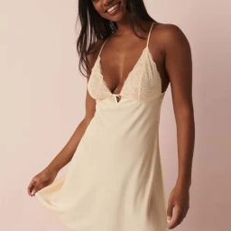 La Vie En Rose Cream Lace Work Chemise-image-66