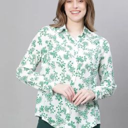 Oxolloxo Green Floral Print Shirt-image-66