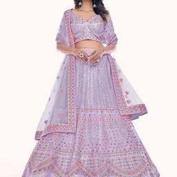 ODETTE Embroidered Semi-Stitched Lehenga & Blouse With Dupatta-picture-49