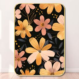 Livin'luxe Black & Mustard Floral Printed Wall Art-picture-38