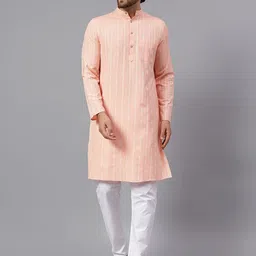 Latest Chikan Garments Striped Mandarin Collar Kurta With Pyjamas-picture-39