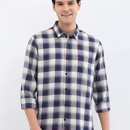 Allen Solly Men Custom Spread Collar Checked Cotton Casual Shirt-picture-1