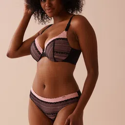 La Vie en Rose Women Colourblocked Full Coverage Underwired Lightly Padded Plunge Bra-picture-9