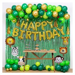 JOHRA (Pack of 92) Happy Birthday decoration / Happy birthday foil balloon / Jungle theme birthday decoration / Animal theme birthday party decorations-image-3
