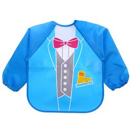 MOMISY Waterproof Wearable Apron Cartoon Print - Blue-image-12
