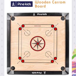Pine Kids Wooden 26 Inch Medium Carrom Board - Multcolour-image-56