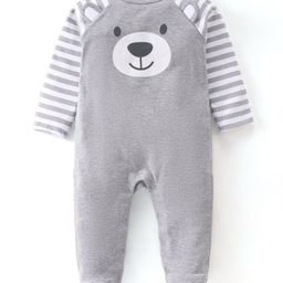 Babyhug Cotton Knit Full Sleeves Footed Sleepsuit Bear Printed - Grey-image-79