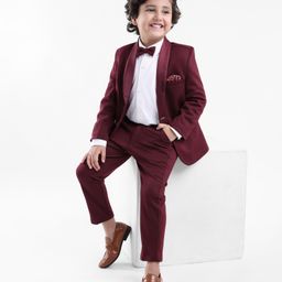 Babyhug Woven Full Sleeves Party Suit With Bow - Purple-image-15