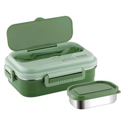 Attro Snackpro Lunch Box Airtight & Leak Proof Containers with Fork - Green-image-11