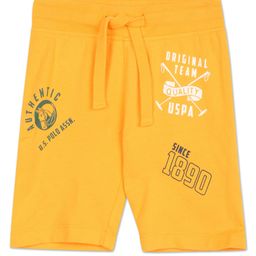 US Polo Assn Cotton Knit Shorts Text Print - Yellow-image-16