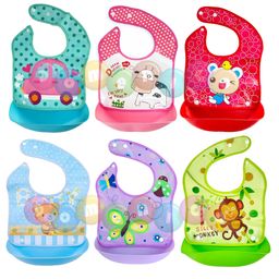 FANTASY INDIA Bib/Apron for Feeding with Detachable Food Catcher, Waterproof(Assorted Colours And Prints)(Pack Of 6)-4