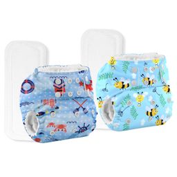 Baby Reusable Cotton Printed Pocket Diapers With Inserts 0-12 Months Pack of 2-26