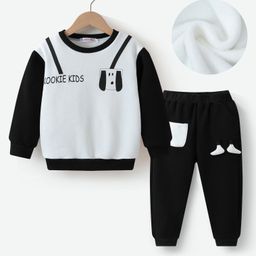 Kookie Kids Full Sleeves Winter Wear Suit With Puppy Print & 3D Applique - Black & White-image-9