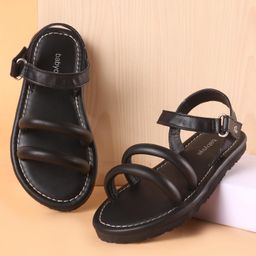Babyoye Sandals with VelcroClosure Solid Colour - Black-image-45