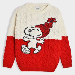 Mi Arcus 100% Cotton Peanuts Featuring Full Sleeves Snoopy Printed Sweater - Red & White-picture-11