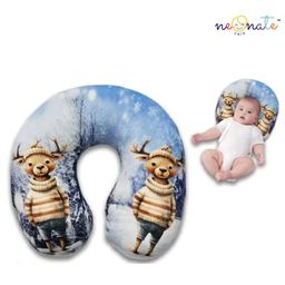 NeonateCare U Shaped digital Print Baby Pillow Pack of 1 (Blue ) (color and design may vary)-19