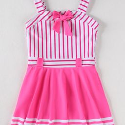 Mark & Mia Sleeveless Frock Swimsuit With Stripes - Pink-image-62
