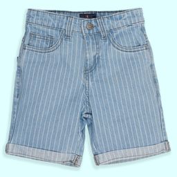 Kiddopanti Denim Striped Shorts - Light Blue-image-43