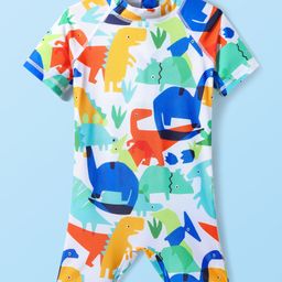 KIDLINGSS Half Sleeves Dinosaur Printed Legged Swimsuit - Multi Colour-image-92