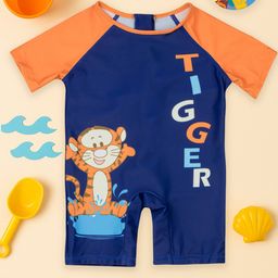 Disney by Yellow Bee Half Raglan Sleeves Tiger Printed Swimsuit - Navy Blue & Orange-image-15