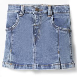 Simply Premium Denim Knee Length Washed Skirt - Light Blue-image-89