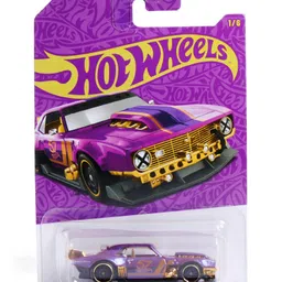 Hot Wheels Die Cast Free Wheel 1:64 Scale D-MUSCLE Custom 68 Camaro Toy Car - Purple & Gold-picture-14