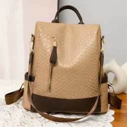 SYGA Women Embossed Backpack Lightweight, Burden-Reducing Design with Digging Outer Pockets for Daily Use(Khaki)-picture-19
