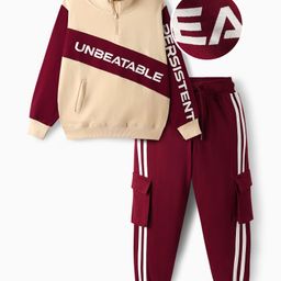 OLLINGTON ST. Cotton Knit Full Sleeves Text Print Sweatshirts & Joggers - Beige & Maroon-picture-17