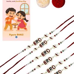 Anouk Set Of 6 Rakhi With Greeting Card & Roli Chawal image 4