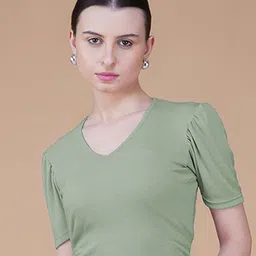 Lagashi Women Puff Sleeve Crop Top-picture-11
