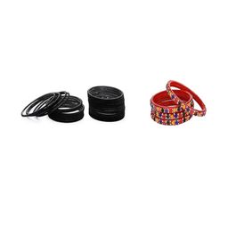 SOMIL Set of 12 Women Blue & Yellow Artificial Stones and Beads Bangles-picture-8