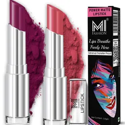 MI FASHION Set of 2 Bullet Lipsticks - Palatinate Purple 12 & Deep Rose 23 - 3.5gm Each-51