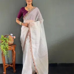 Anouk Striped Embroidered Saree-image-87