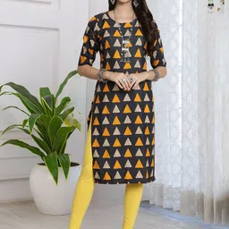 HERE&NOW Selection Of 2 Geometric Printed Round Neck Straight Kurtas-image-96