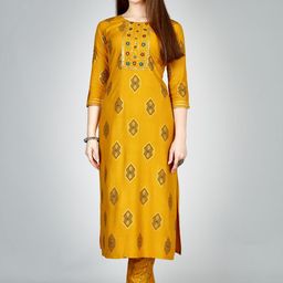 HERE&NOW Women Paisley Embroidered Regular Kurta with Churidar-image-89