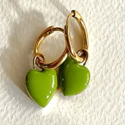 TEULRIP Gold Plated Artificial Stones Studded Heart Shaped Hoop Earrings-image-18