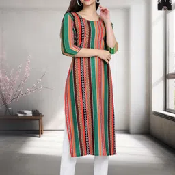 HERE&NOW Selection Of 2 Geometric Printed Round Neck Straight Kurta-48