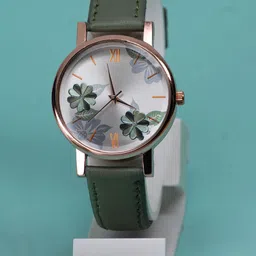 VIRAKTI Women Printed Dial & Leather Bracelet Style Straps Analogue Watch F-49-GREEN-24-image-60
