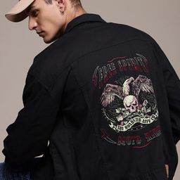 The Roadster Life Co. Relaxed Fit Graphic Printed Pure Cotton Tailored Jacket-58