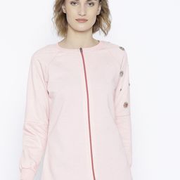 Belle Fille Women Pink Solid Sweatshirt with Cut-Out Detail-image-30