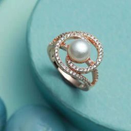 Aatmana Rose Gold-Plated White CZ-Studded Adjustable Pearl Ring for Women-25