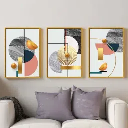 Art Street Multicolor Engineered Wood Modern Marbling Canvas Painting Prints Wall Art - Set of 3-picture-44