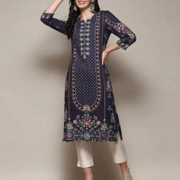 Biba Navy Printed Straight Kurta-image-72