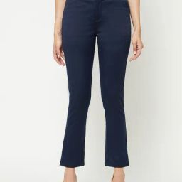 Crimsoune Club Navy Cotton Slim Fit Slim Fit Mid Rise Trousers-picture-31