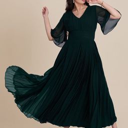 TORSHA Women Flared Sleeve Fit & Flare Dress-image-69