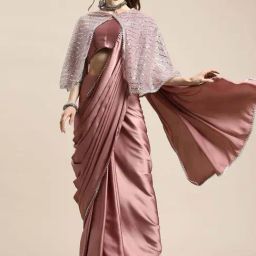 Tikhi Imli Pink Plain Saree With Unstitched Blouse-image-17