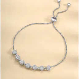 Peora Silver CZ Studded Stylish Adjustable Fancy Bracelets-image-94