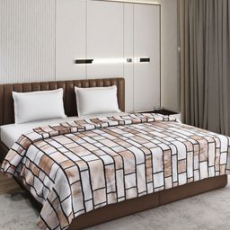 Monte Carlo Brown & White Geometric Printed AC Room 290 GSM Double Bed Blanket-image-82