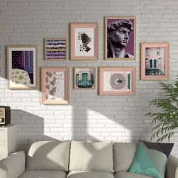 Art Street David of Michelangelo Multicolor Wood Framed Wall Painting - Set of 8-38